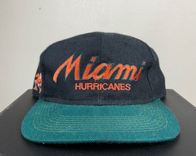 Vintage University of Miami Hurricanes Snapback Hat OSFA 305 The U Miami Style Florida NCAA Football 90s