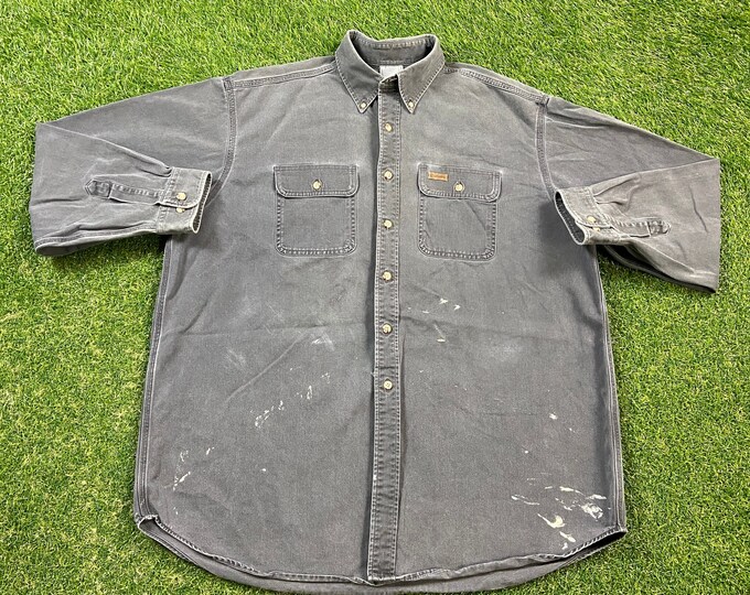 Vintage Carhartt Button Down Shirt Size XXL 2XL Rare 1990s 90s American Apparel Outdoor Wear Work Wear Rugged 1990s 90s