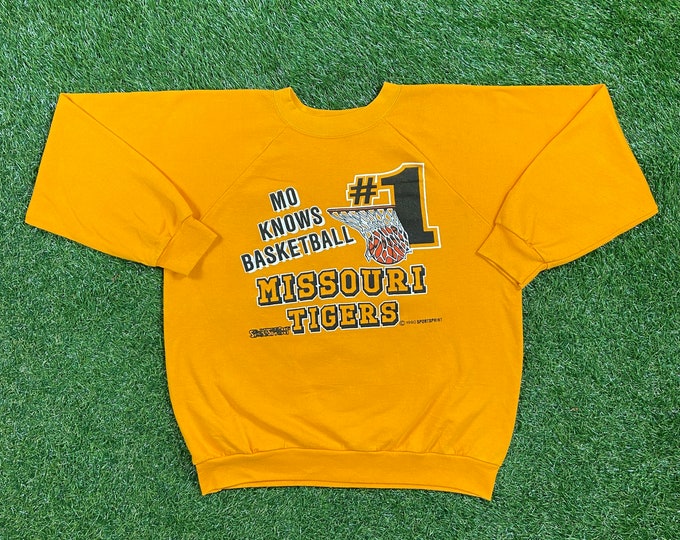 Vintage University of Missouri Tigers 1990 Crewneck Sweatshirt Made USA Size Large L NCAA Basketball Columbia Classic Pull Over 1990s 90s