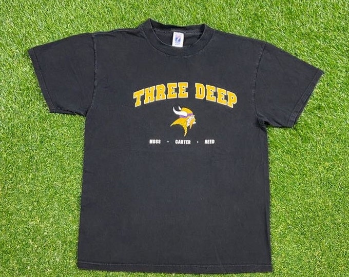 Vintage Minnesota Vikings T Shirt Tee Logo 7 Made USA Size Large L NFL Football Randy Moss 1990s 90s