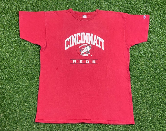 Vintage Cincinnati Reds T Shirt Tee Champion Made USA Size XXL 2XL MLB Ohio Cleveland Red Baseball Ken Griffey Jr Classic 1990s 90s