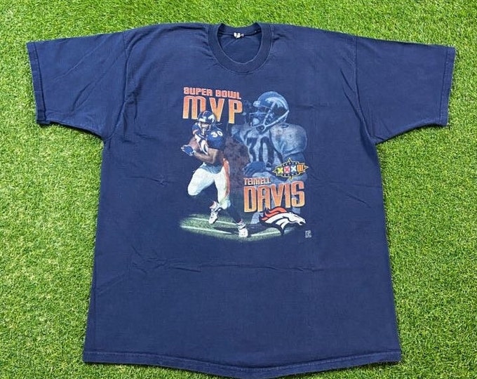 Vintage Denver Broncos Terrell Davis T Shirt Tee Size XXL 2XL NFL Football Colorado John Elway Super Bowl 1990s 90s Oversized Mvp