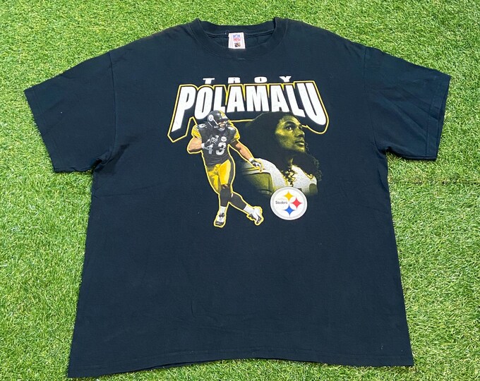 Vintage Pittsburgh Steelers Troy Polamalu #43 T Shirt Tee Size Xtra Large XL NFL Football Pennsylvania Big Ben 00s