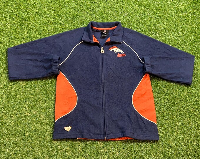 Vintage Denver Broncos Zip Up Sweater Reebok Size Medium M NFL Football Colorado Elway 1990s 90s