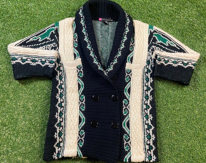 Vintage Multicolor Cardigan Sweater IB Diffusion Size Xtra Small XS 1980s 80s Comfy Button Down Quality
