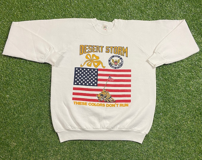 Vintage Desert Storm Crewneck Sweatshirt Made USA Size Xtra Large XL United States Military Army Operation 1990s 90s Pull Over Oversized