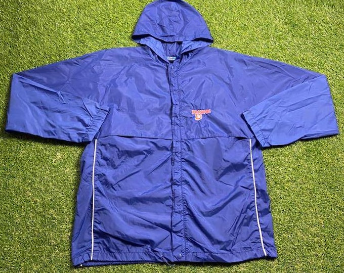 Vintage Denver Broncos Windbreaker Jacket Made USA Size Large L NFL Football Mile High Elway Colorado Light Rain Coat 1990s 90s