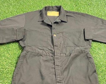 Vintage Gray Jumpsuit Lee Made USA Size Medium / Large American Apparel Hunting Hiking Work Gear Farm Rugged Onesie 1990s 90s