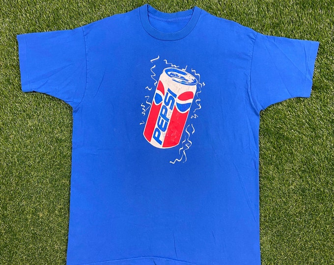 Vintage Pepsi T Shirt Tee Size Xtra Large XL Classic Cola Soda Pop 1990s 90s Blue