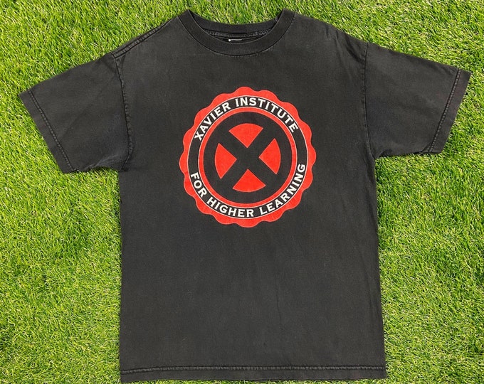 Vintage X Men Xavier Institution T Shirt Tee Marvel Comics Size Medium M 1980s 1990s Superhero Wolverine 90s Mega All Over