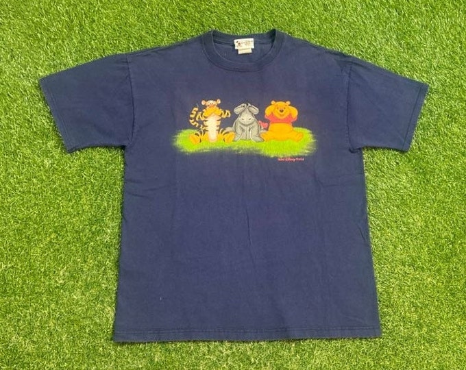 Vintage Winnie The Pooh T Shirt Tee Made USA Size Medium Tigger Eeyore Walt Disney World WDW Classic Cartoon Mickey Mouse 1990s See no Evil