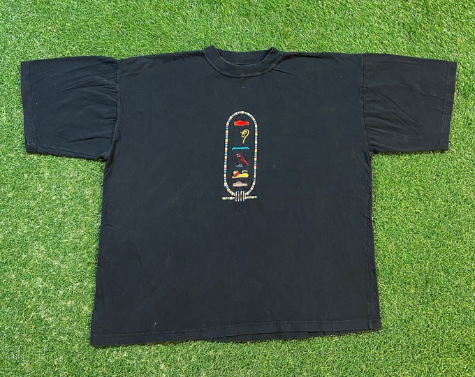 Vintage Ancient Egyptian Symbols T Shirt Tee Fady Size XXL 2XL Ancient Culture Civilization Cairo 1990s 90s Egypt