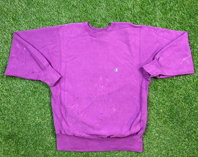 Vintage Plain Purple Champion Crewneck Sweatshirt Size Xtra Large XL Quality 1990's Oversized Grape Great Fit Made USA Original Pull Over