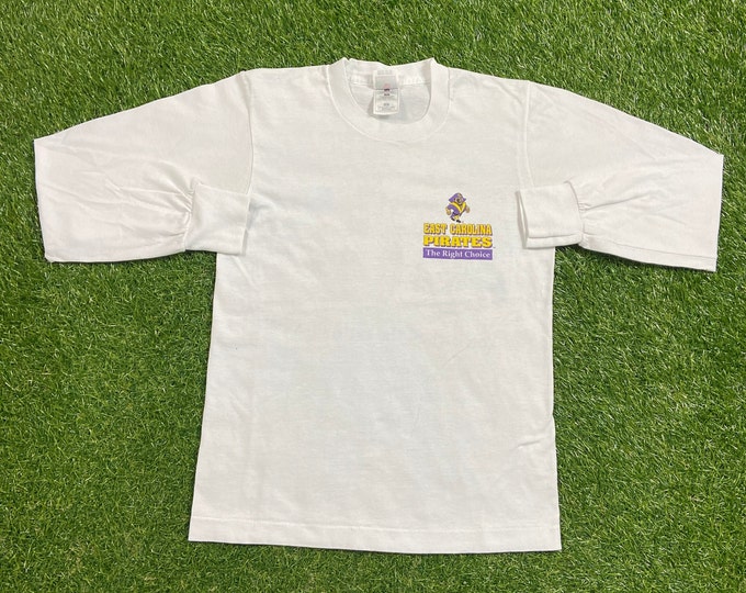 Vintage East Carolina University Long Sleeve Shirt Made USA Size Small S ECU NCAA College Football North Carolina 1990s 90s