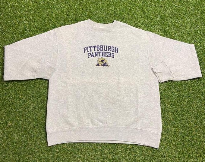 Vintage University of Pittsburgh Panthers Crewneck Sweatshirt Size Large L NCAA College Basketball Pennsylvania Pull Over Oversized 1990s