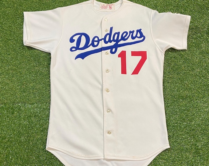 Vintage  Los Angeles Dodgers 25th Anniversary Jersey Size Large L MLB Baseball National League LA 1980s 80s Player Issued Game Worn