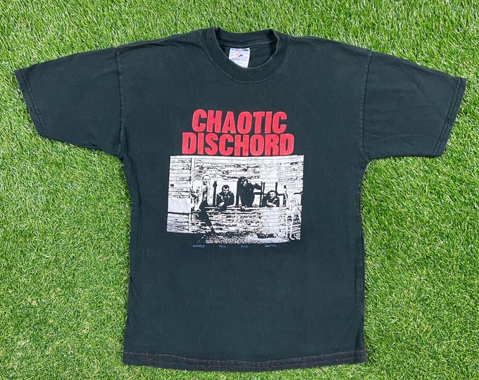 Vintage Chaotic Dischord T Shirt Tee Jerzees Size Large L Rock Band Tee Bristol England Punk Rock 1990s 90s