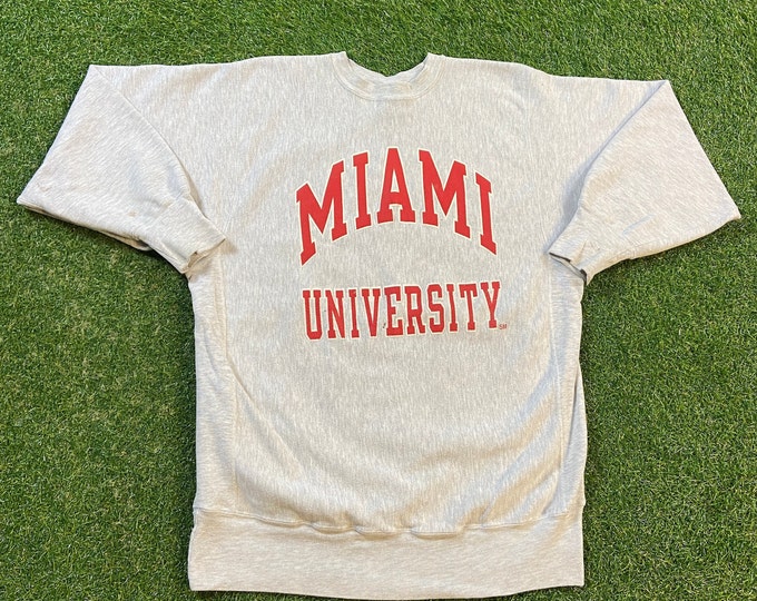 Vintage Miami University Crewneck Sweatshirt Champion Made USA XXL 2XL NCAA College Football Oxford Ohio Pull Over Oversized Reverse Weave