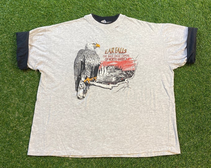 Vintage Ear falls Ontario Canada T Shirt Tee Size Xtra Large XL The Bald Eagle Capital Animals Habitat All Over Print Art Cool