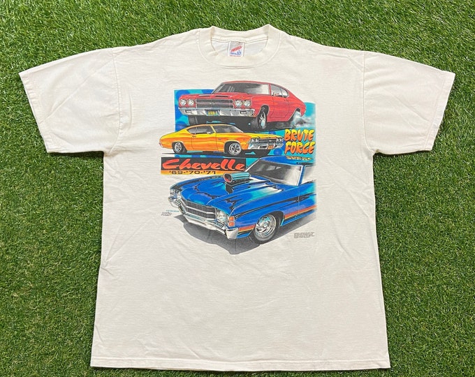 Vintage Chevelle T Shirt Tee Jerzees Made USA Size Large L 80s 1980s Original Classic American Muscle Chevrolet Car Racing Race