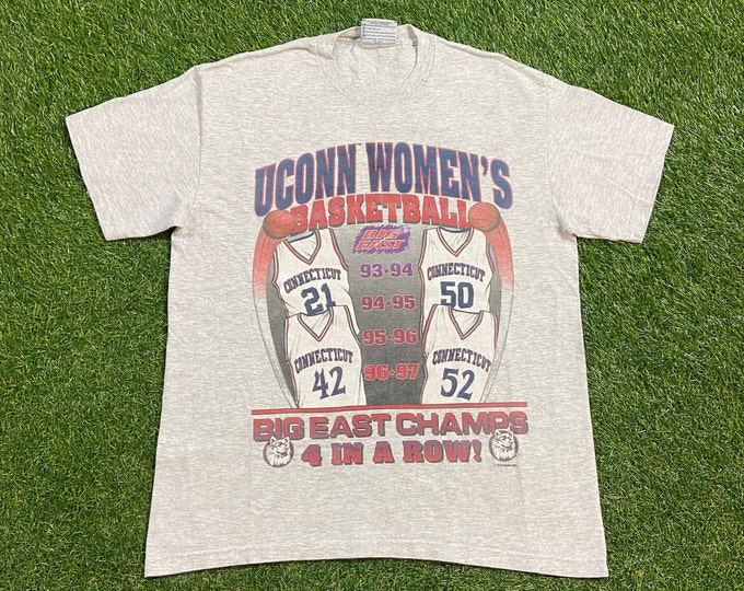 Vintage University of Connecticut Huskies UCONN T Shirt Tee Made Usa Size Medium M NCAA Women's College Basketball National Champions 90s
