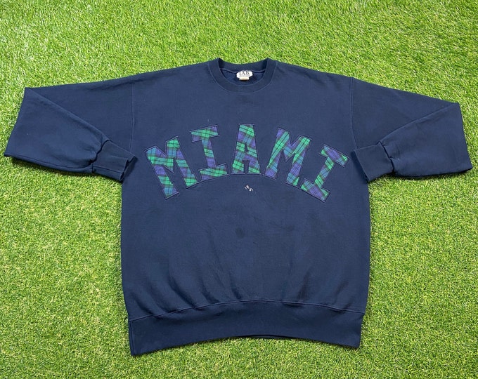 Vintage University of Miami Hurricanes Crewneck Sweatshirt Made USA Size Xtra Large XL 305 The U Miami Style Florida NCAA College Football
