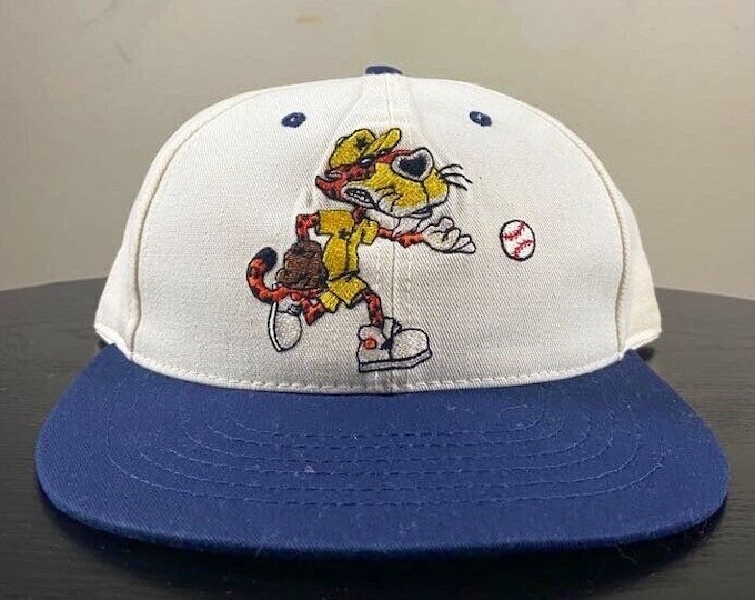 Vintage Chester Cheetah Strap Back Hat Blue Eagle Made USA OSFA Cheetos Classic Potato Chips Easy Being Cheesy Snacks 1980s 80s