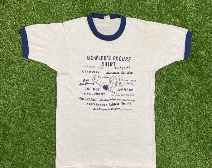 Vintage Bowler's Excuse T Shirt Tee Screen Stars Made USA Size Medium M Funny Saying Comical T Shirt Comedy 1980s 80s