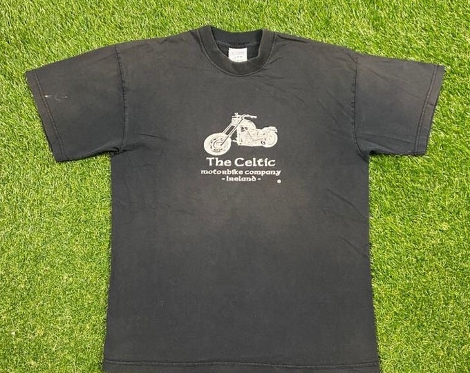 Vintage The Celtic Motorbike Company T Shirt Tee Size Large Dublin Ireland Harley Davidson Motorcycle Truckers Biker 1980s Classic Original