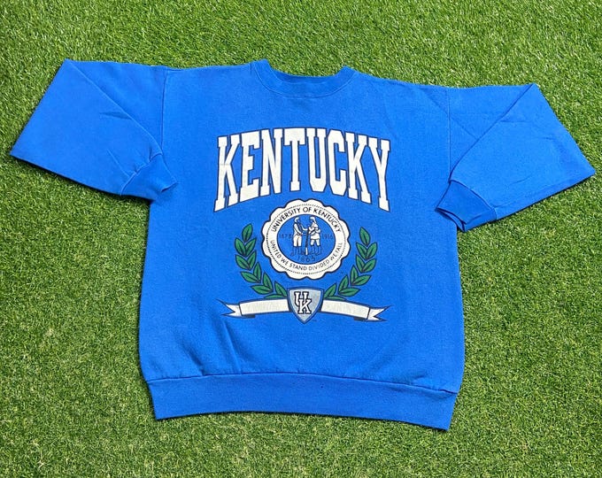 Vintage University of Kentucky Wildcats Crewneck Sweatshirt Made Usa Size XL UK Lexington Go Big Blue Classic NCAA College Basketball 90s