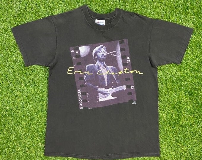Vintage Eric Clapton T Shirt Tee Hanes Made USA Size Large L Classic Rock 1970s 1980s 80s Tears Heaven Live Music Concert Tour
