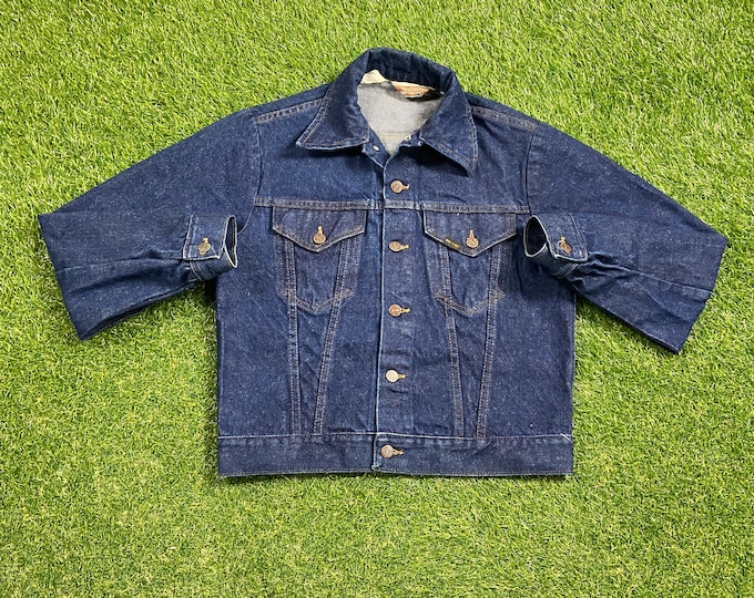 Vintage Western Wear Jean Jacket Size Small S Sears American USA Classic Blue Jean Jacket Button Down 1990s 90s Original