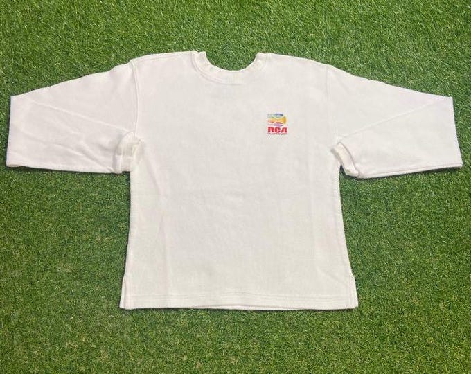 Vintage RCA Tennis Crewneck Sweatshirt Made USA Size Medium M US Open Serena Williams Andre Agassi Wimbledon 1990s 90s Pull Over Oversized