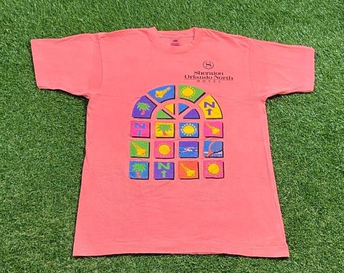 Vintage Sheraton T Shirt Tee Made USA Size Large L Orlando North Hotel Florida Marriot Resort 1990s 90s