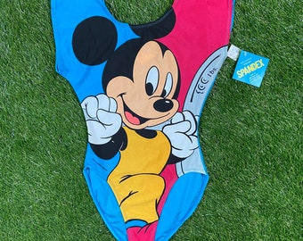 Vintage Mickey Mouse Spandex Swimsuit Mickeys Workout Wear Jazzercise Size Medium Walt Disney World WDW 80s 90s
