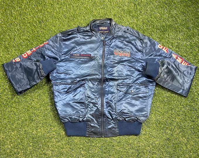 Vintage United States of America 1 Jacket Style Auto Size Xtra Large XL USA Los Angeles California July 4th 1980s 80s