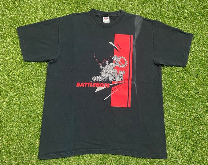 Vintage Battle Bots T Shirt Tee Anvil Made USA Size Large Robot Wars Robot Combat Tv Classic TV Show Competition 00s