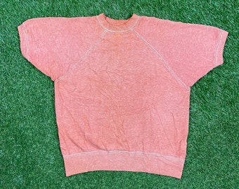 Sudadera vintage naranja lisa de cuello redondo, talla M, de calidad, cómoda, con un ajuste perfecto, original de los años 60, manga corta.