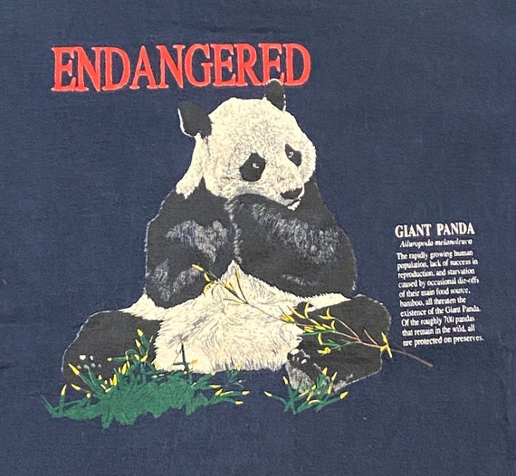Vintage Endangered Giant Panda Long Sleeve Shirt Galt Sand Made USA Size Large L Animals Habitat Endangered Species Earth Day Jungle 1990s View 3