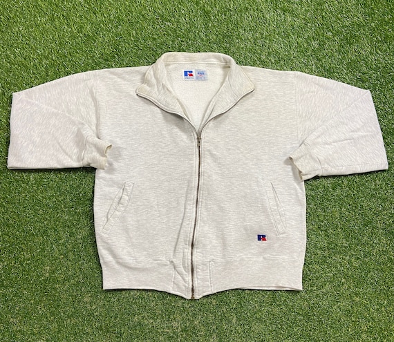 Vintage Plain Gray Russell Athletic Zip up Sweatshirt Size