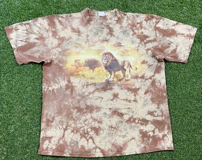 Vintage Rainforest Cafe T Shirt Tee Size Large L Lions Habitat Nature Planet Earth Animals 1990s 90s