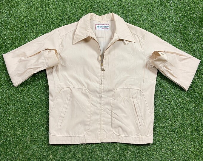 Vintage McGregor Beige Jacket Made USA Size Large L Designer Clothing Rare Quality Fit 1960s 60s