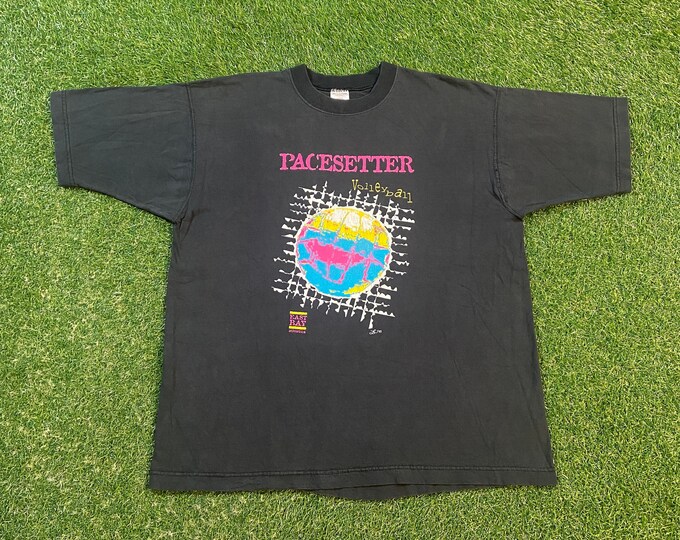 Vintage Pacesetter Volleyball T Shirt Tee Fruit of the Loom Made USA Size Xtra Large XL Beach Volleyball Olympics 1990s 90s