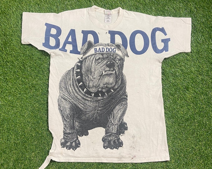Vintage Bad Dog T Shirt Tee Made USA Size Large L Washington DC NCAA College Basketball 1990s 90s Distressed sold as is