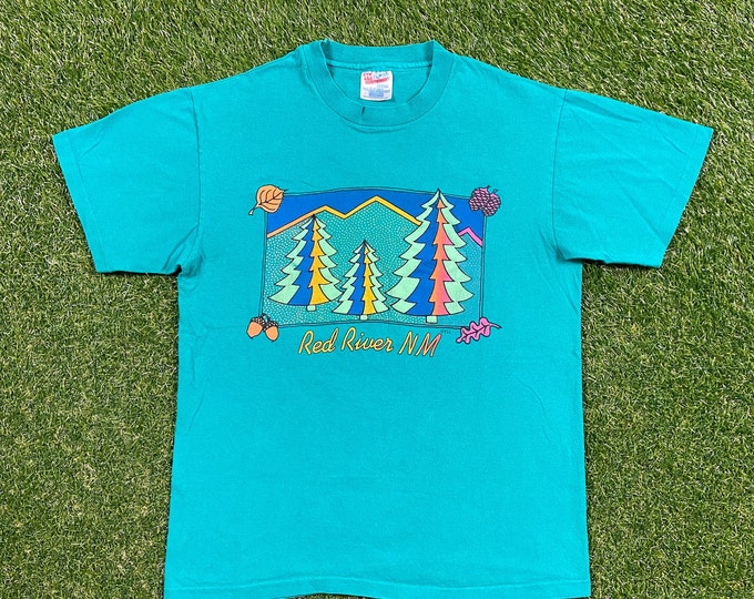 Vintage Red River New Mexico T Shirt Tee Hanes Size Medium M Taos County Sangre de Cristo Mountains