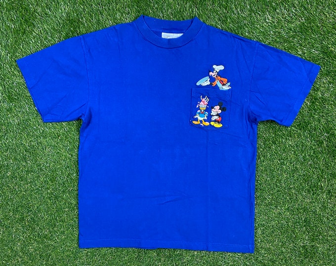 Vintage Mickey Mouse Donald Duck Goofy Pocket T Shirt Tee The Disney Store Size Large L Walt Disney World WDW Disneyland Magic Kingdom