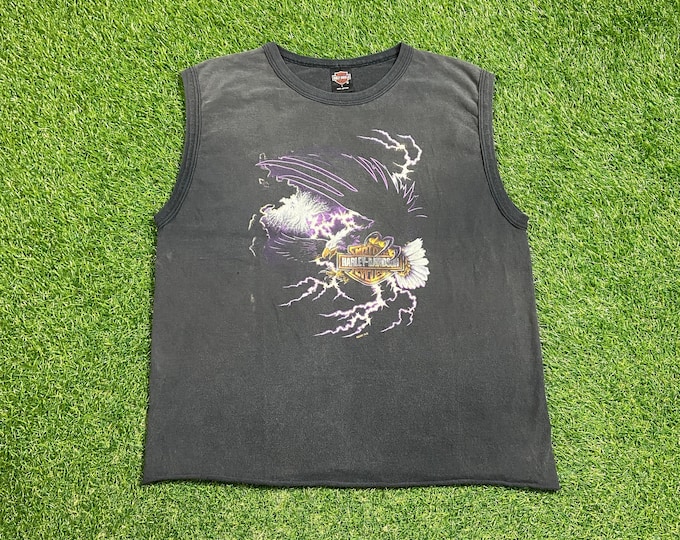 Vintage Harley Davidson T Shirt Tee Made USA Size Large L Bike Week Daytona Beach Florida HOG 3D Eagle Motorcycle Truckers Biker 1990s 90s