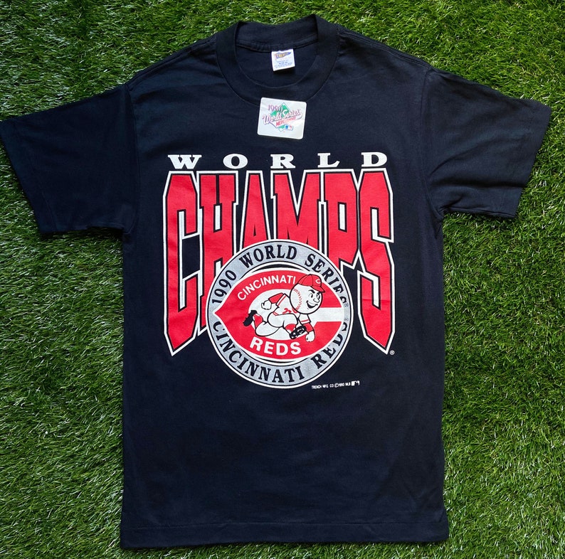 Vintage Cincinnati Reds 1990 World Champions T Shirt Tee Trench Medium ...