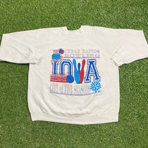 Vintage Cedar Rapids Bowling Crewneck Sweatshirt Made USA Size Large L Iowa 1990s 90s Pull Over Oversized