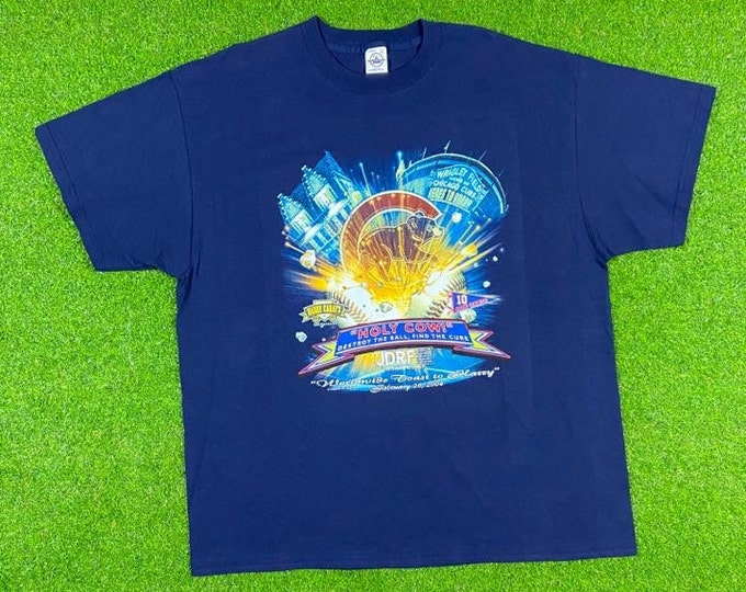 Vintage Chicago Cubs Spell Out T Shirt Graphic Tees Delta XXL 90s MLB Baseball National League 1990s VTG Blue Classic Sosa 2XL